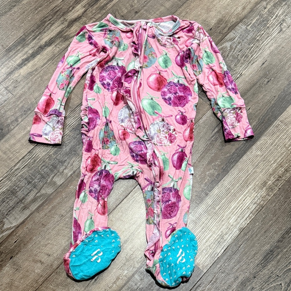 Posh Peanut Pink and Purple Floral Kids Footie